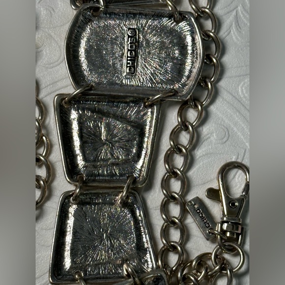 🛍️soldout Chicos Chain Link Belt 36-39 XL Adjustable Black Enamel Inlayed - Picture 8 of 14